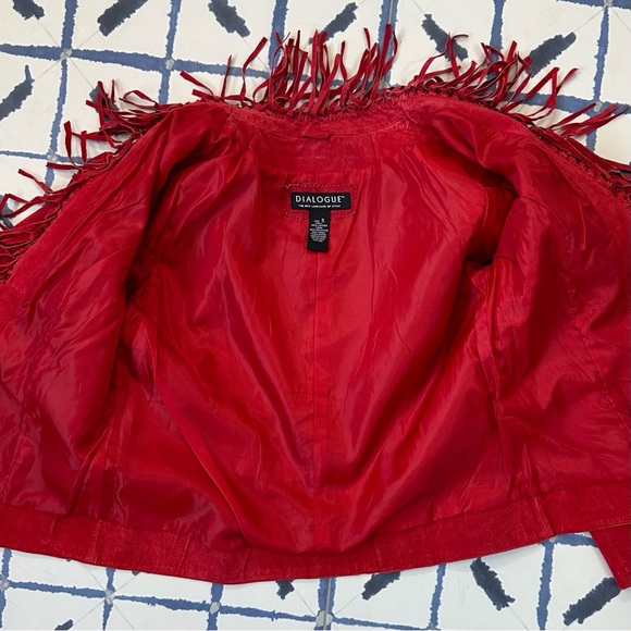 Vintage red suede fringe jacket - sz small - Picture 8 of 10